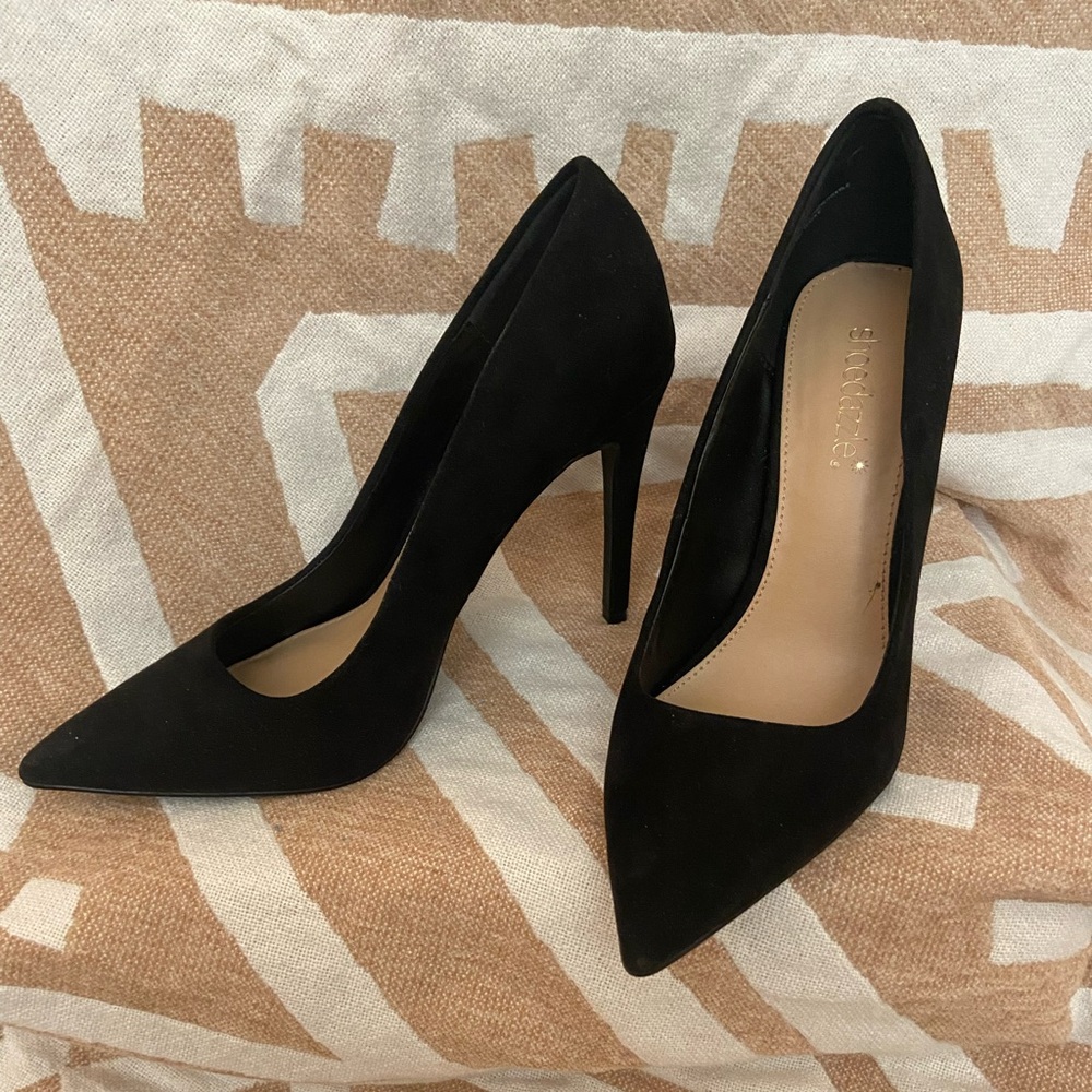 Faux Suede Black Stiletto Pumps 9 NIB